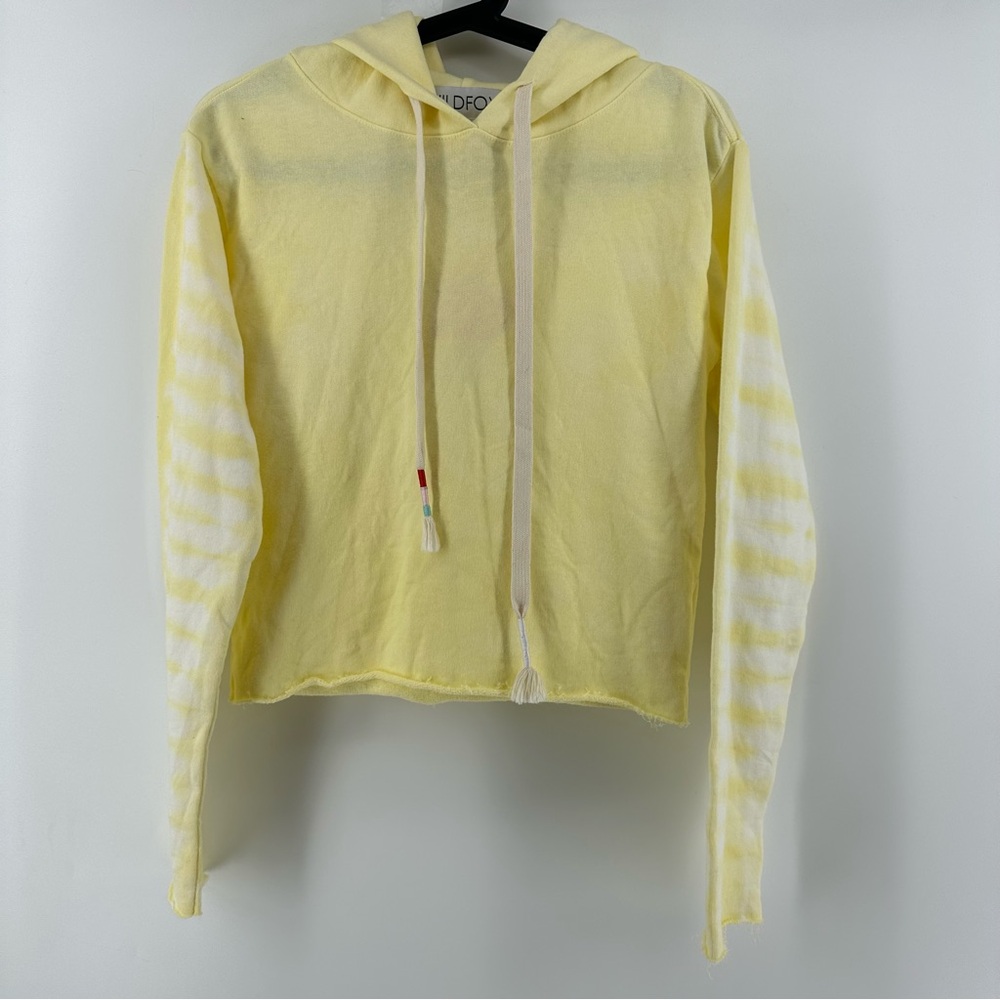 Wildfox Yellow Tie-Dye Sleeve Hoodie Sweater